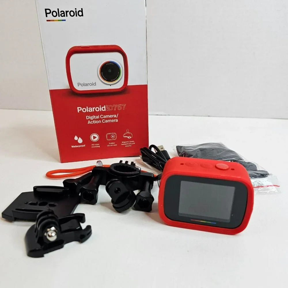 Polaroid iD757 Digital Action Camara HD Video Recording Red Rubber Silicon Case
